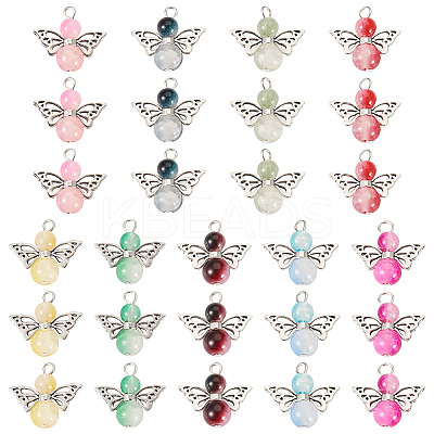 36Pcs 9 Colors Imitation Jade Glass Pendants PALLOY-TAC0198-1