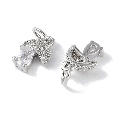 Rack Plating Brass Micro Pave Cubic Zirconia Charms KK-E110-12P-1