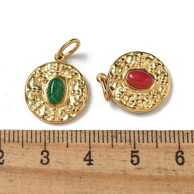 Ion Plating(IP) 304 Stainless Steel with Natural & Synthetic Gemstone Pendants STAS-G351-28G-1