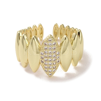Brass Micro Pave Cubic Zirconia Open Cuff Ring RJEW-K256-47G-1