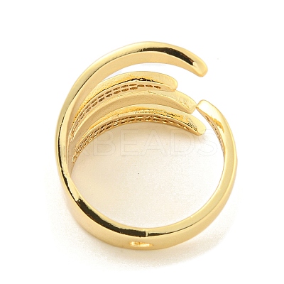 Brass Micro Pave Clear Cubic Zirconia Open Cuff Rings for Women RJEW-L121-005G-1
