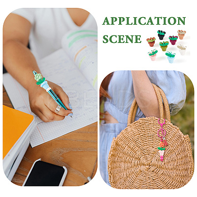 8Pcs 8 Colors Leaf Pot Food Grade Eco-Friendly Silicone Focal Beads SIL-TA0002-14-1