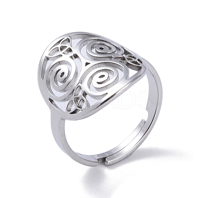 Non-Tarnish 201 Stainless Steel Triskele Triskelion Adjustable Rings RJEW-C074-07P-1