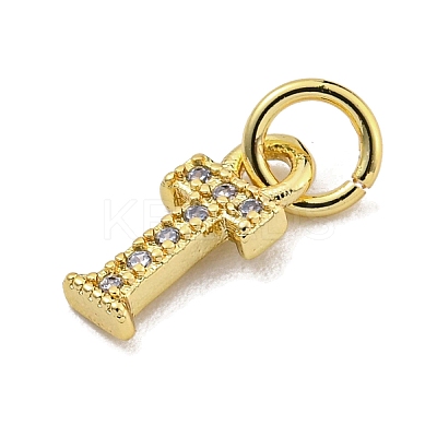 Initial Letter Brass with Cubic Zirconia Charms KK-Q814-26T-G-1