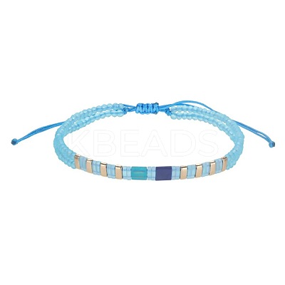 Bohemian Style Glass Seed Bead & Plastic Braided Bead Bracelets QF8968-7-1