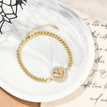 Brass Micro Pave Clear Cubic Zirconia Link Bracelets BJEW-M050-03G-02-1