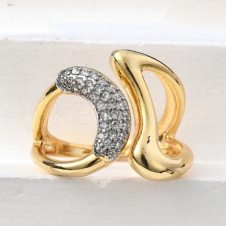 Brass Micro Pave Cubic Zirconia Cuff Rings RJEW-D313-07PG-1