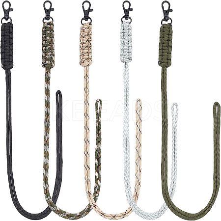 5Pcs 5 Colors Polypropylene Fiber Braided Neck Lanyards AJEW-NB0003-55-1