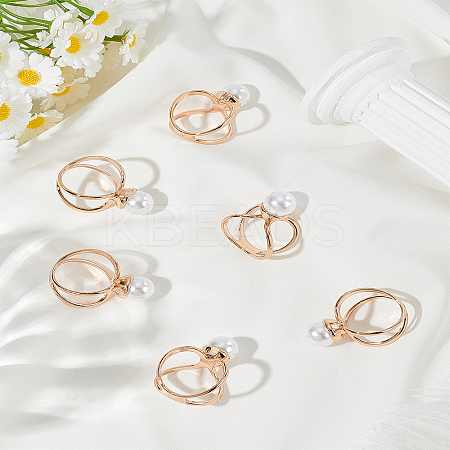 6Pcs Alloy with Plastic Scarf Buckle Ring AJEW-LP0010-56-1