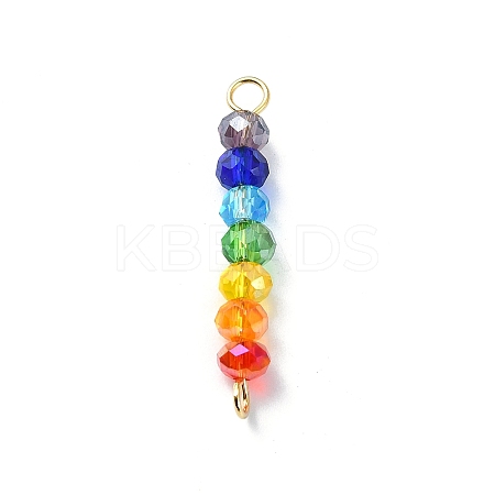 10Pcs 7 Colors Faceted Rondelle Glass Connector Charms PALLOY-JF02529-02S-1