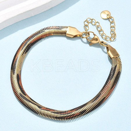 304 Stainless Steel Snake Chain Bracelets for Women BJEW-C103-02G-1