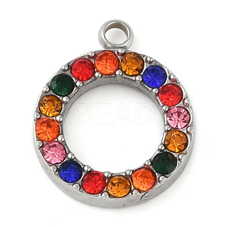 304 Stainless Steel Rhinestone Pendants STAS-S131-04P-02-1