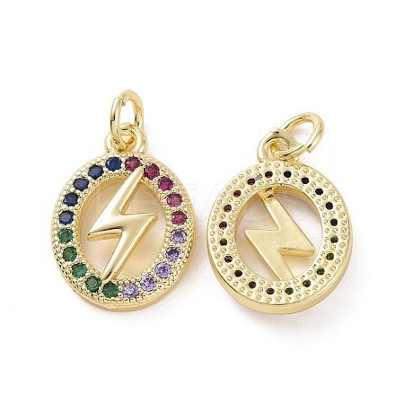 Brass Micro Pave Colorful Cubic Zirconia Pendants KK-E068-VF154-1