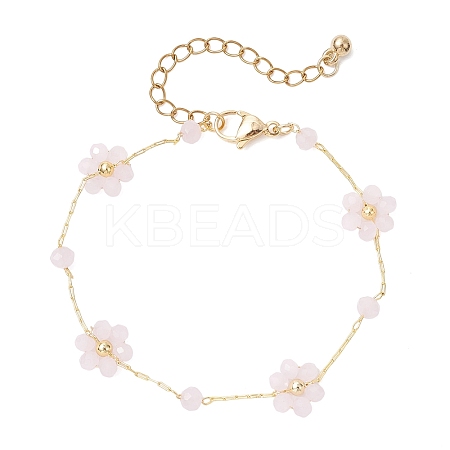 Glass & ABS Plastic Imitation Pearl Beads Link Bracelets BJEW-JB12572-04-1