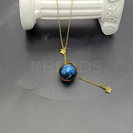 Stainless Steel Blue Planet Pendant Necklaces for Daily Wear and Parties QY7918-1