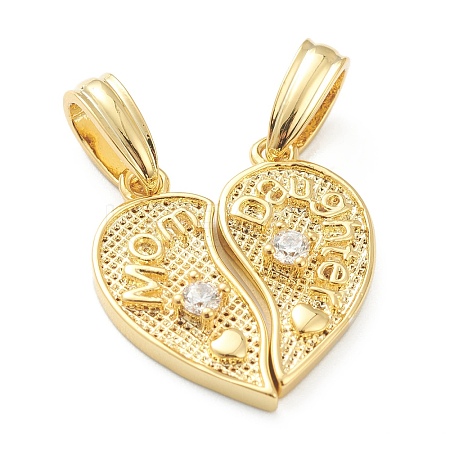 Mother's Day Brass Cubic Zirconia Hanger Pendants X-KK-E790-04G-1