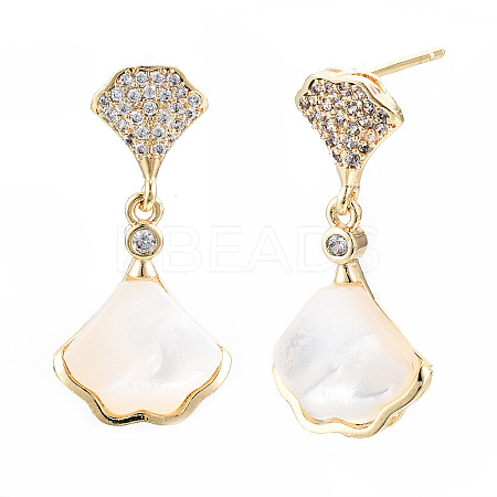 Brass Micro Pave Clear Cubic Zirconia Dangle Stud Earring KK-S356-353-NF-1