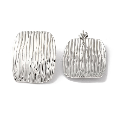Non-Tarnish Stripe Rectangle 304 Stainless Steel Stud Earrings for Women EJEW-I303-05P-1