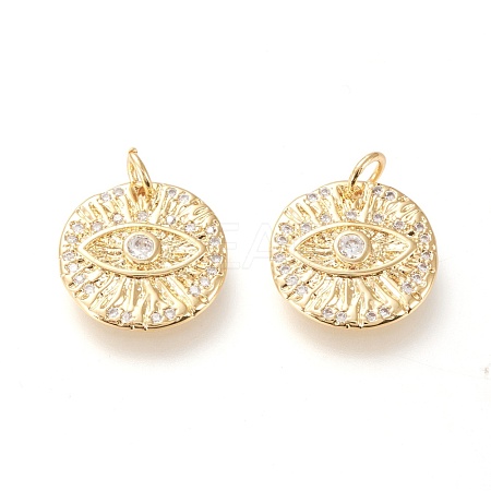 Brass Micro Pave Clear Cubic Zirconia Charms ZIRC-L098-022G-1