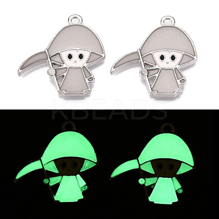 Halloween Theme Rack Plating Luminous Alloy Enamel Pendants ENAM-N056-237P-1