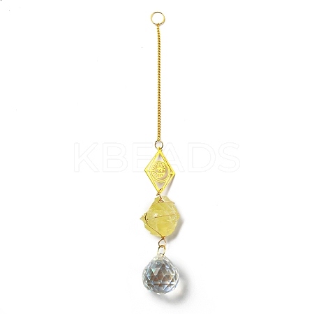 Wire Wrapped Nuggets Natural Citrine Pendant Decorations LS-HJEW-C008-01D-G-1