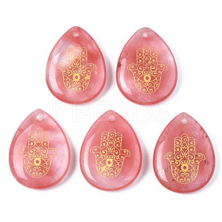 Cherry Quartz Glass Pendants G-T122-73L-1