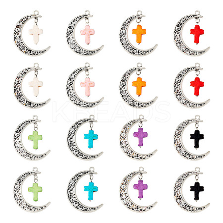 16Pcs 8 Colors Dyed Synthetic Turquoise Pendants FIND-TA0004-37-1