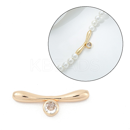 Brass Micro Pave Clear Cubic Zirconia Toggle Clasps Parts KK-U051-05G-1