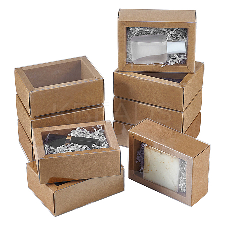 Kraft Paper Cardboard Gift Drawer Boxes LS-CON-WH0085-129A-1