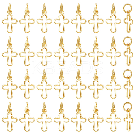 36PCS Brass Tiny Cross Charms KK-BC0014-41G-1