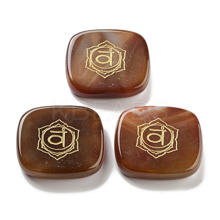 Natural Carnelian Rectangle with Chakra Sign Figurines Display Decorations DJEW-K025-02A-1