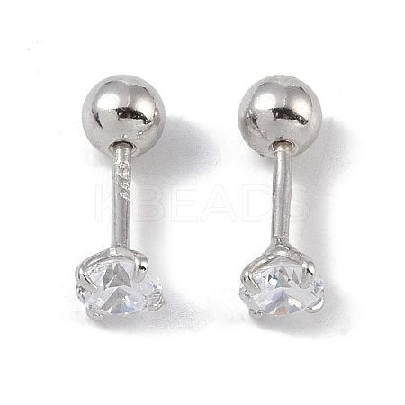 Anti-Tarnish Rhodium Plated 999 Fine Silver Cubic Zirconia Cartilage Earrings for Women EJEW-S215-28P-1