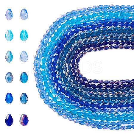 12Strands 12 Colors Transparent Glass Beads Strands EGLA-TA0013-24E-1