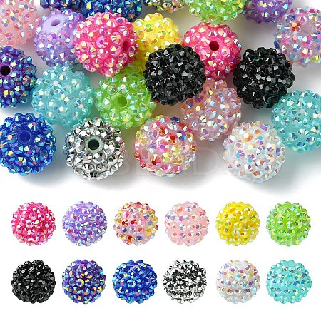 24Pcs 12 Colors Resin Rhinestone Beads RESI-YW0003-13-1
