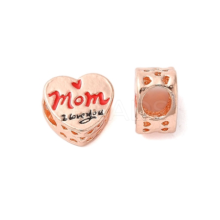 Mother's Day Rack Plating Alloy Enamel European Beads PALLOY-S189-53RG-1