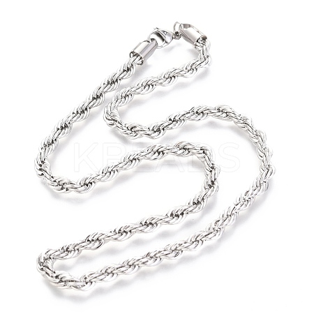 Non-Tarnish 304 Stainless Steel Rope Chain Necklaces LS-NJEW-F226-03P-10-1