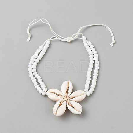 Shell Charm Bracelets BJEW-WH0041-33B-1