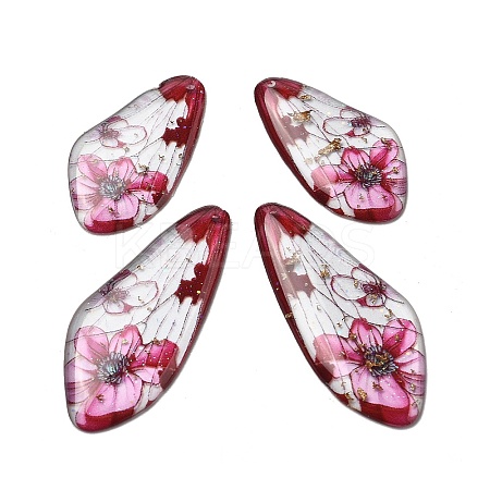 4Pcs Transparent Epoxy Resin Butterfly Wings Pendants RESI-C057-07B-1