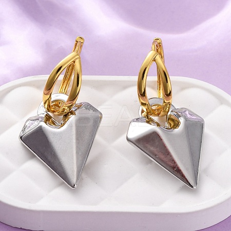Two Tone Heart Brass Hoop Earrings EJEW-D322-12GP-02A-1