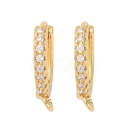 Brass Clear Cubic Zirconia Hoop Earring Findings KK-L242-27G-1