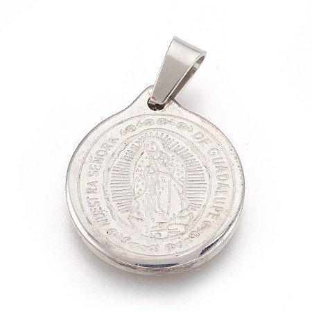 Non-Tarnish 304 Stainless Steel Lady of Guadalupe Pendants STAS-F185-02P-1
