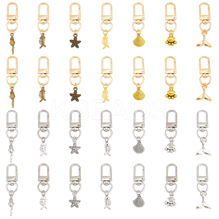 28Pcs 14 Styles Alloy Zipper Puller HJEW-OC00060-1