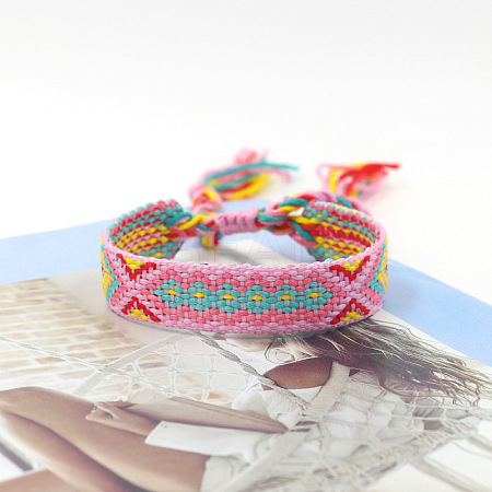Polyester Braided Rhombus Pattern Cord Bracelet LS-FIND-PW0013-004A-24-1