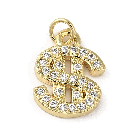 Rack Plating Brass Micro Pave Cubic Zirconia Charms KK-C052-32G-1