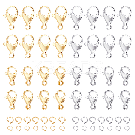 120Pcs 4 Style 304 Stainless Steel Lobster Claw Clasps STAS-UN0034-05-1