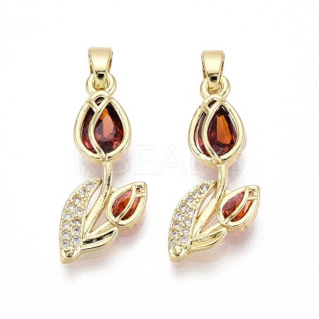 Brass Micro Pave Cubic Zirconia Pendants KK-T071-111G-1