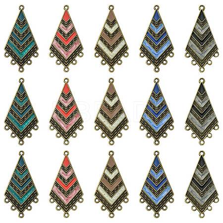 30Pcs 5 Colors Tibetan Style Alloy Enamel Chandelier Component Links ENAM-CJ0005-91-1