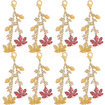 8Pcs Thanksgiving Day Alloy & Acrylic Pendant Decorations HJEW-SC0001-76A-1