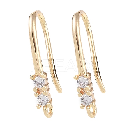 Brass Micro Pave Cubic Zirconia Earring Hooks KK-U008-12G-1