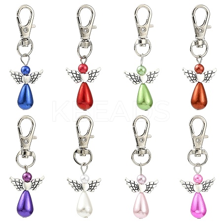 40Pcs 8 Colors Angel Plastic Pearl Pendant Decoration HJEW-CJ00062-1